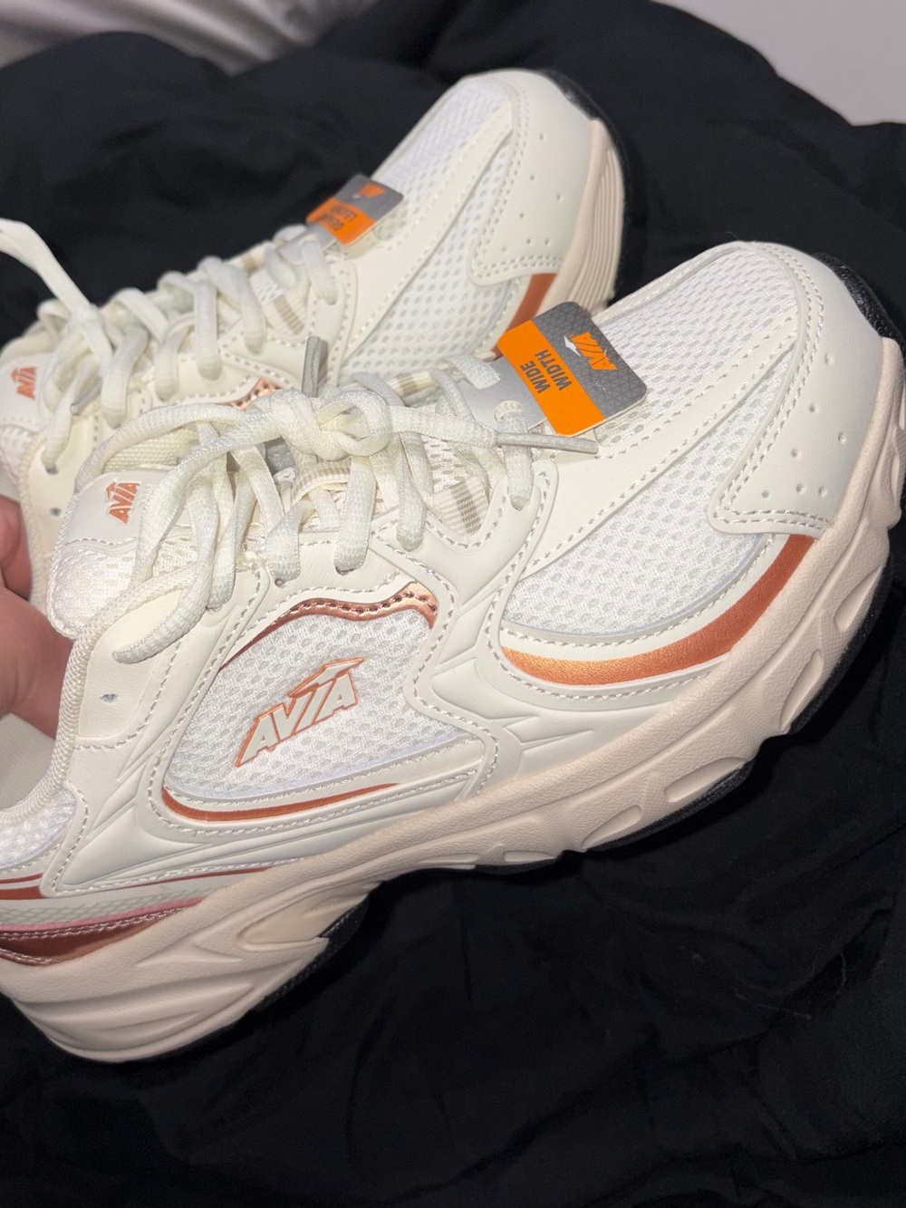 Avia Women's White Sneakers with Rose Gold Accents